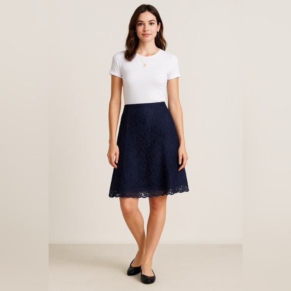 Cynthia Steffe Dresses & Skirts - Cynthia Steffe Navy Floral Lace Skirt – Size 6